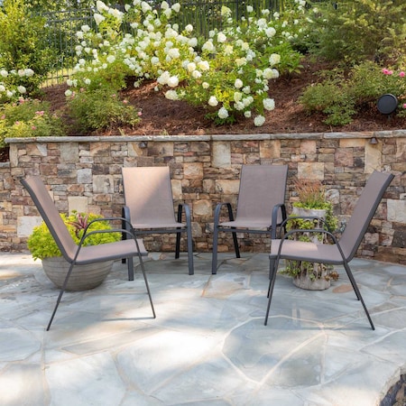 Flash Furniture 4PK Brown Outdoor Stack Chair w/ Flex Material 4-JJ-303C-B-GG